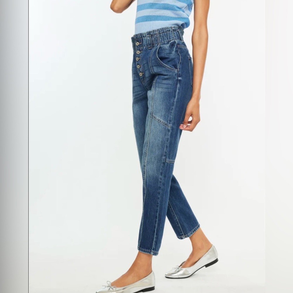 KanCan Blue High-Rise Paperbag Waist Jeans
